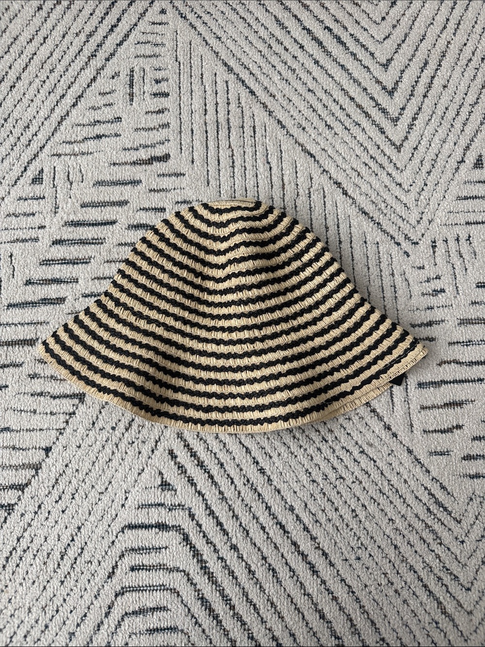 Brand New Lulus Beige Striped Bucket Hat